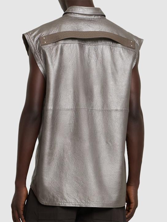 Rick Owens: Ärmellose Lederjacke „Jumbo“ - Metallfarben - men_2 | Luisa Via Roma
