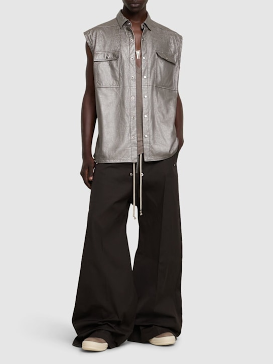 Rick Owens: Ärmellose Lederjacke „Jumbo“ - Metallfarben - men_1 | Luisa Via Roma