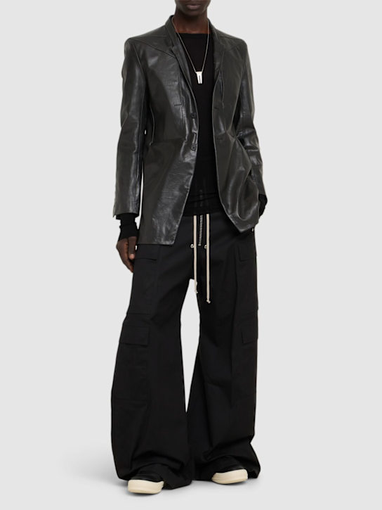 Rick Owens: Lido leather jacket - Black - men_1 | Luisa Via Roma