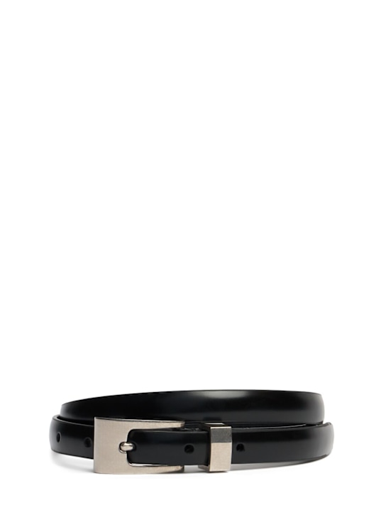 The Row: Downtown bright leather belt - Black - women_0 | Luisa Via Roma