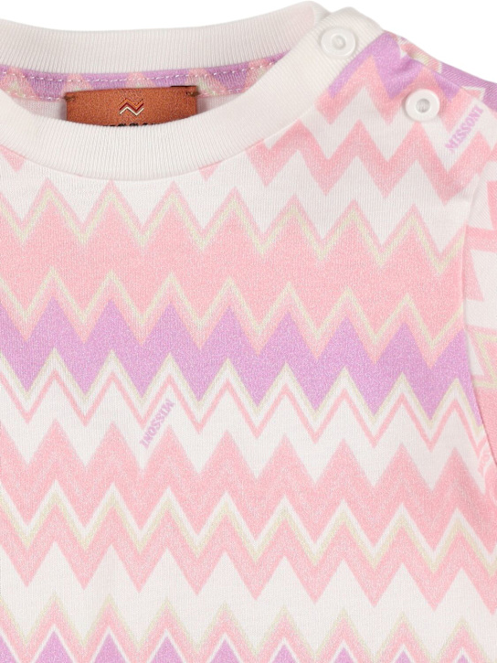 Missoni: Printed cotton jersey t-shirt - ピンク/ホワイト - kids-girls_1 | Luisa Via Roma