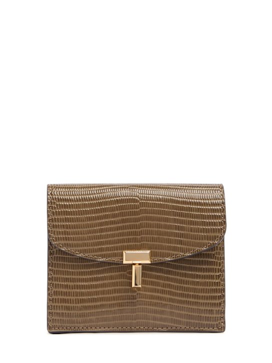 Toteme: T-Lock lizard embossed cardholder - Dark Olive - women_0 | Luisa Via Roma