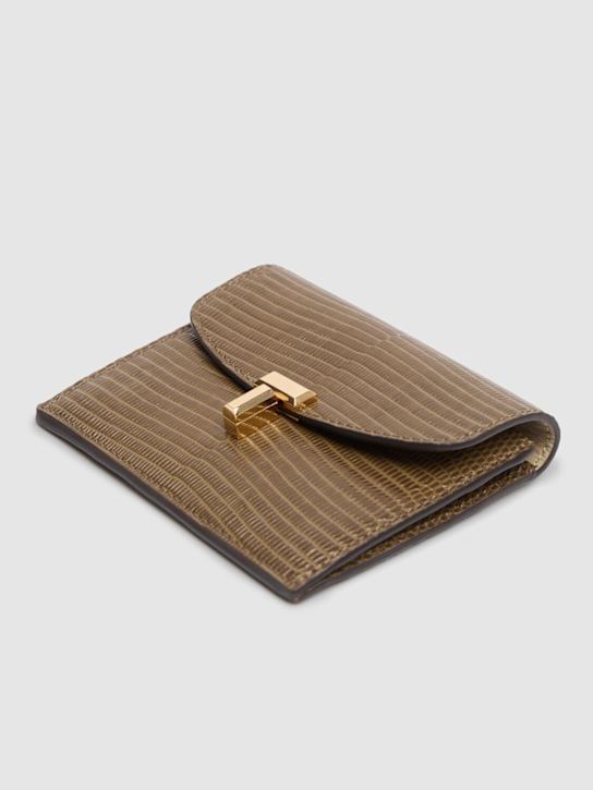 Toteme: T-Lock lizard embossed cardholder - Dark Olive - women_1 | Luisa Via Roma