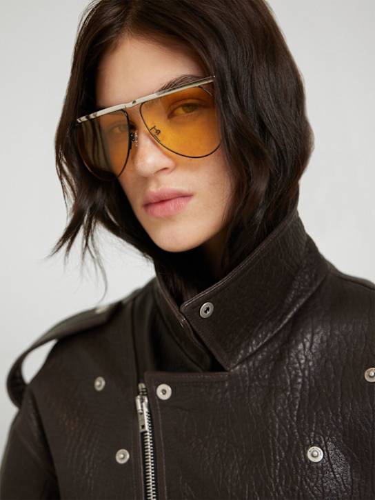 The Attico: Pilot metal sunglasses - Silver/Yellow - women_1 | Luisa Via Roma