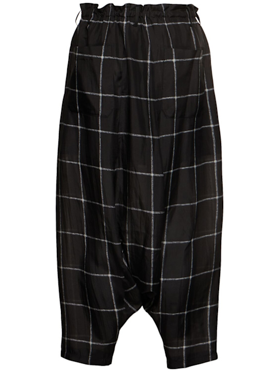 Yohji Yamamoto: Plaid silk pants - Black - men_3 | Luisa Via Roma