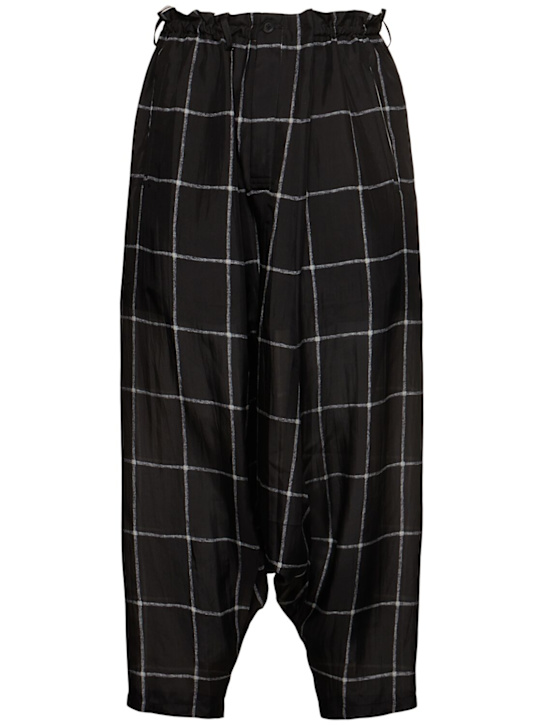 Yohji Yamamoto: Plaid silk pants - Black - men_0 | Luisa Via Roma