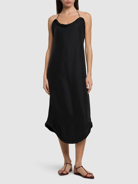 Carven: Silk halter neck midi dress - Black - women_1 | Luisa Via Roma