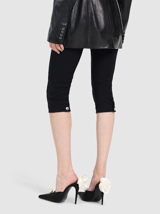 Magda Butrym: 110mm Flower satin mules - Black - women_1 | Luisa Via Roma