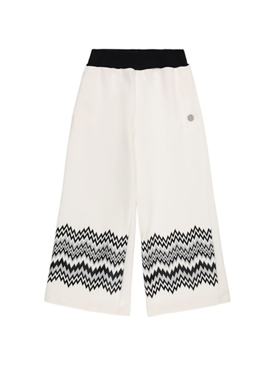 Missoni: Printed cotton sweatpants - ホワイト/ブラック - kids-girls_0 | Luisa Via Roma
