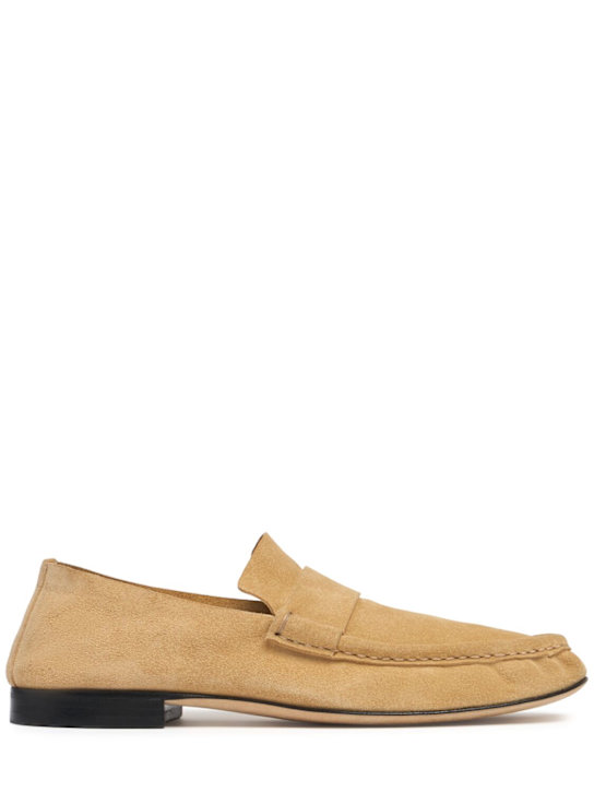The Row: Soft suede loafers - Yellow Linen - women_0 | Luisa Via Roma