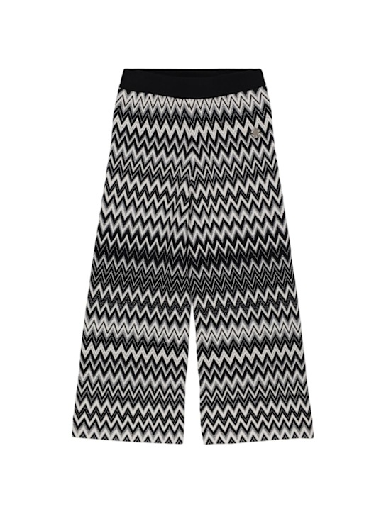 Missoni: Jacquard knit wool blend pants - ブラック/シルバー - kids-girls_0 | Luisa Via Roma