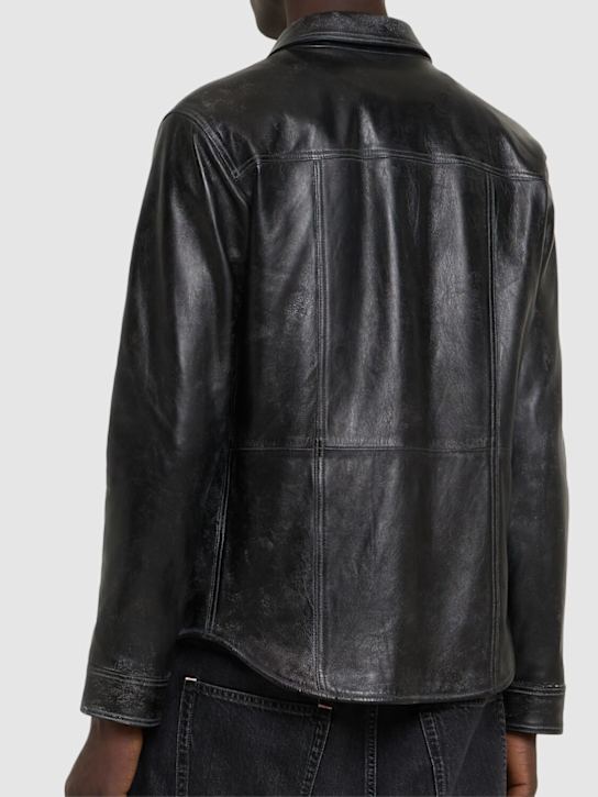 Dolce&Gabbana: Leather overshirt - Black - men_2 | Luisa Via Roma