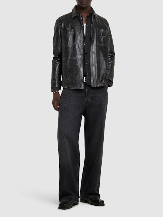 Dolce&Gabbana: Leather overshirt - Black - men_1 | Luisa Via Roma