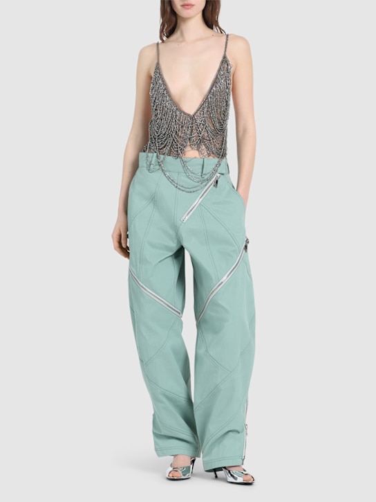 The Attico: Zipped gabardine baggy pants - women_1 | Luisa Via Roma