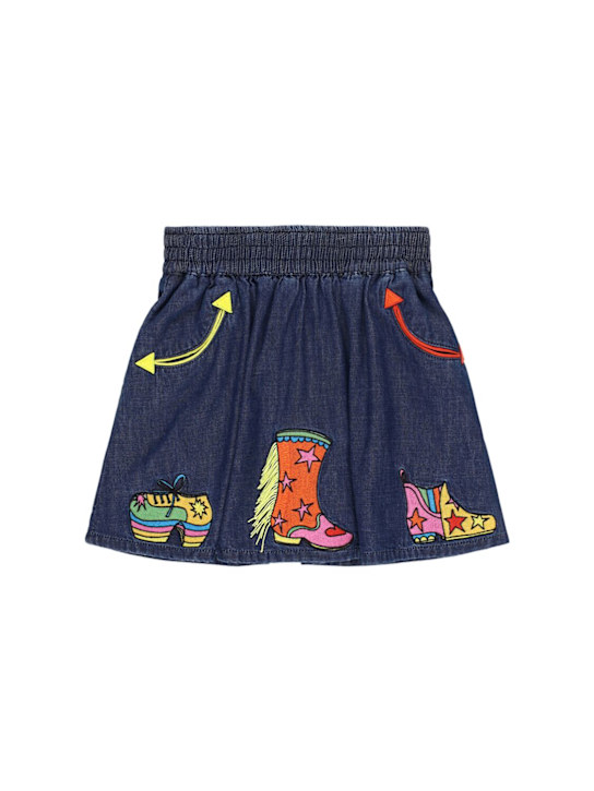 Stella McCartney Kids: Cotton denim skirt w/ patches - kids-girls_0 | Luisa Via Roma