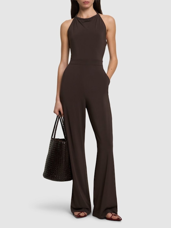 Max Mara: Tuta Parsec in crepe di misto viscosa - Marrone - women_1 | Luisa Via Roma