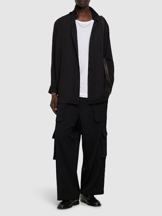 Yohji Yamamoto: Standard oversize shirt - Black - men_1 | Luisa Via Roma
