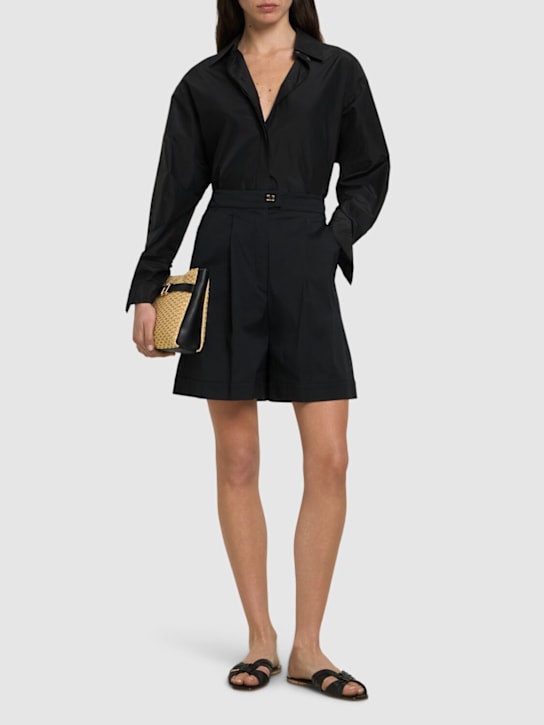 Max Mara: Sultano cotton blend poplin shorts - women_1 | Luisa Via Roma