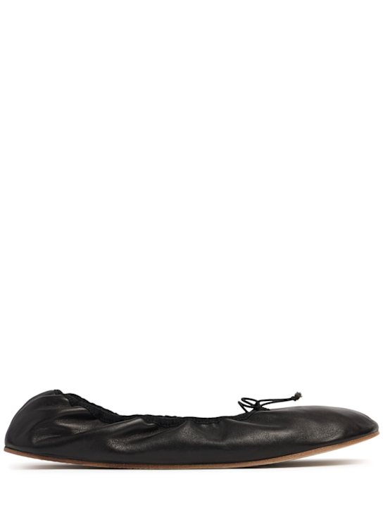 The Row: Round Ballet leather flats - Black - women_0 | Luisa Via Roma