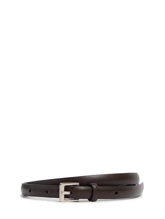 The Row: City leather belt - Dark Brown - women_0 | Luisa Via Roma