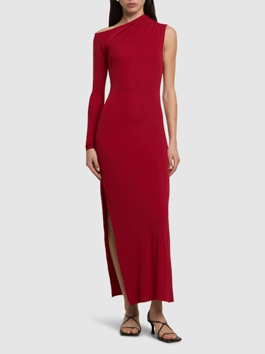 Courrèges: One shoulder crepe jersey long dress - women_1 | Luisa Via Roma