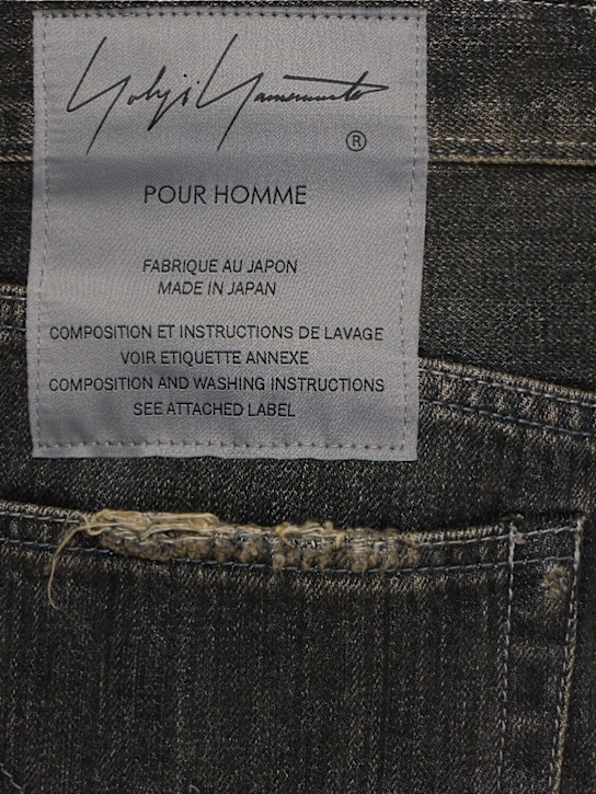 Yohji Yamamoto: Neighborhood褪色牛仔裤 - 黑色 - men_4 | Luisa Via Roma