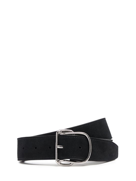Toteme: Swirl suede belt - Black - women_0 | Luisa Via Roma