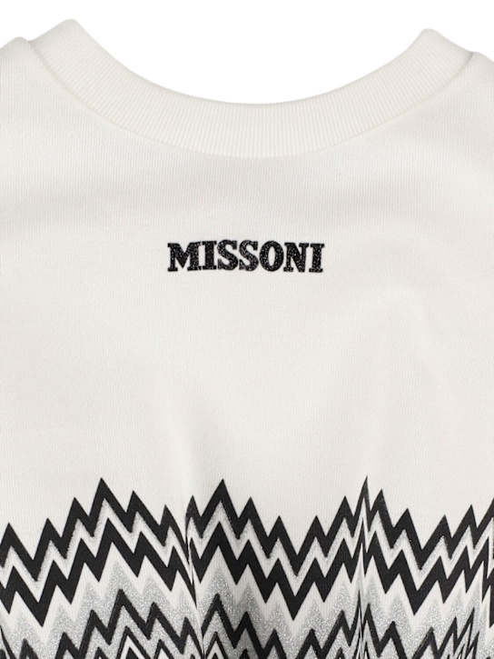 Missoni: Printed cotton sweatshirt - ホワイト/ブラック - kids-girls_1 | Luisa Via Roma