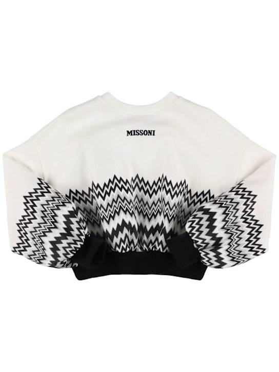 Missoni: Printed cotton sweatshirt - ホワイト/ブラック - kids-girls_0 | Luisa Via Roma