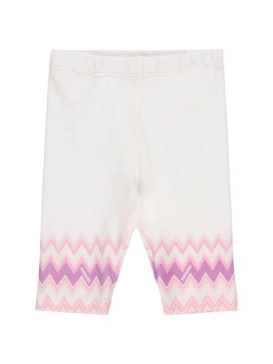 Missoni: Printed cotton blend jersey leggings - ホワイト/ピンク - kids-girls_0 | Luisa Via Roma