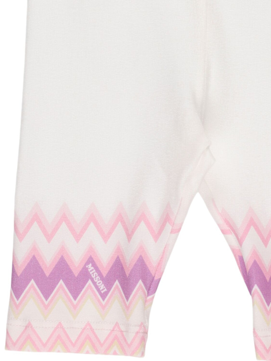 Missoni: Printed cotton blend jersey leggings - ホワイト/ピンク - kids-girls_1 | Luisa Via Roma