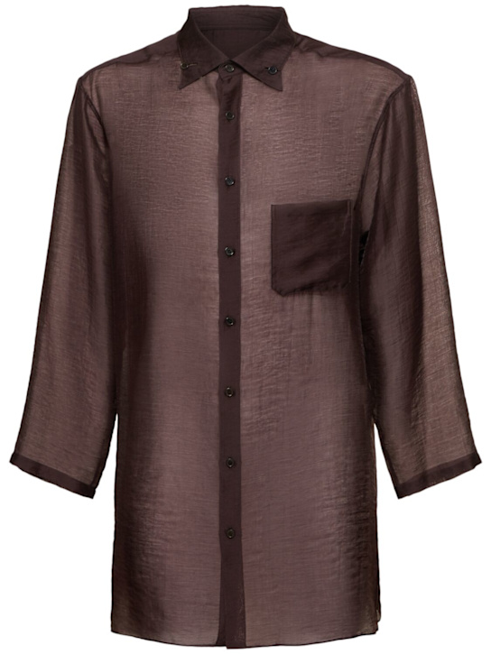 Yohji Yamamoto: Loop maxi shirt - Brown - men_0 | Luisa Via Roma