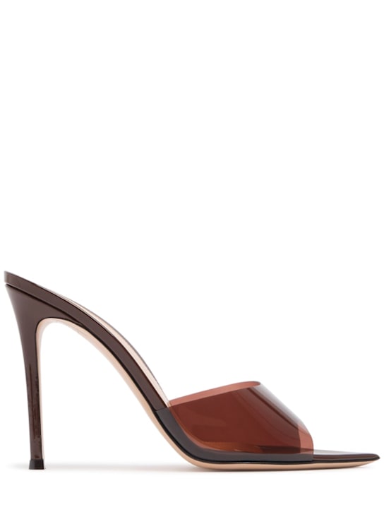 Gianvito Rossi: 105mm Elle plexi sandal mules - Brown - women_0 | Luisa Via Roma