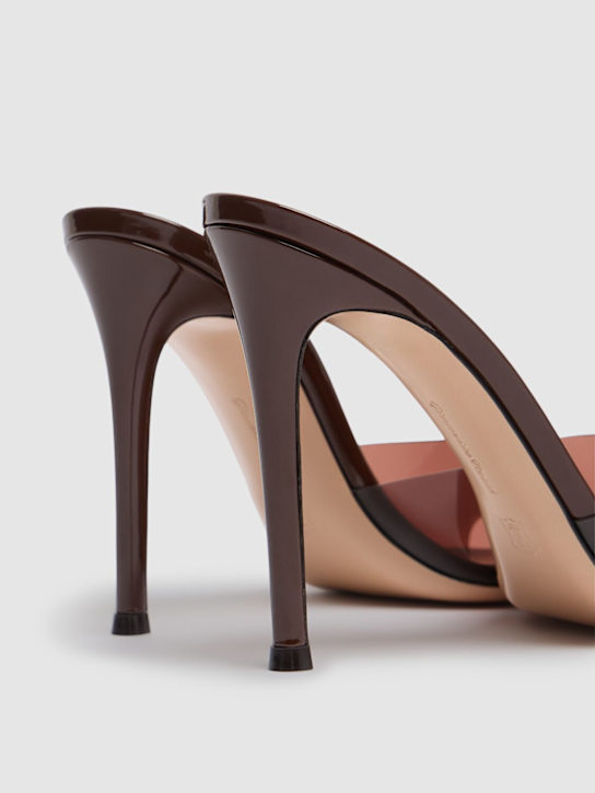 Gianvito Rossi: 105mm Elle plexi sandal mules - Brown - women_4 | Luisa Via Roma