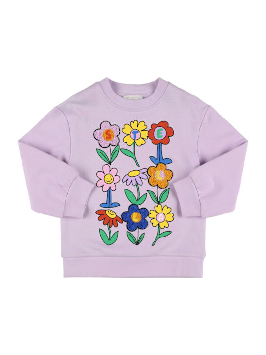 Stella McCartney Kids: Printed cotton sweatshirt - ライラック - kids-girls_0 | Luisa Via Roma
