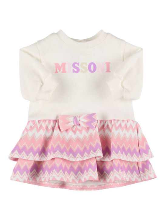 Missoni: Printed cotton dress - ホワイト/ピンク - kids-girls_0 | Luisa Via Roma