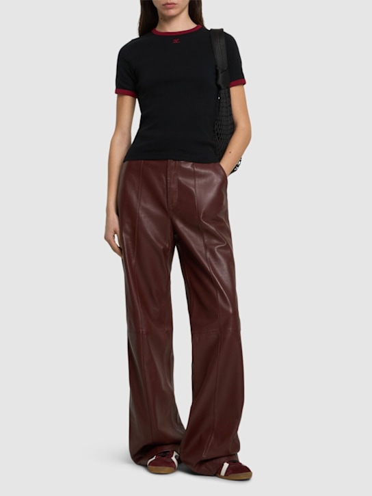 Courrèges: Signature contrast cotton t-shirt - women_1 | Luisa Via Roma