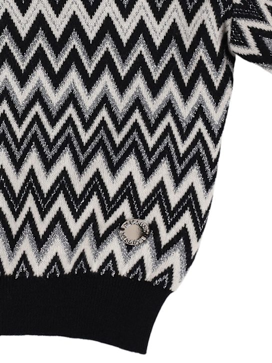 Missoni: Jacquard knit wool blend sweater - ブラック/シルバー - kids-girls_1 | Luisa Via Roma