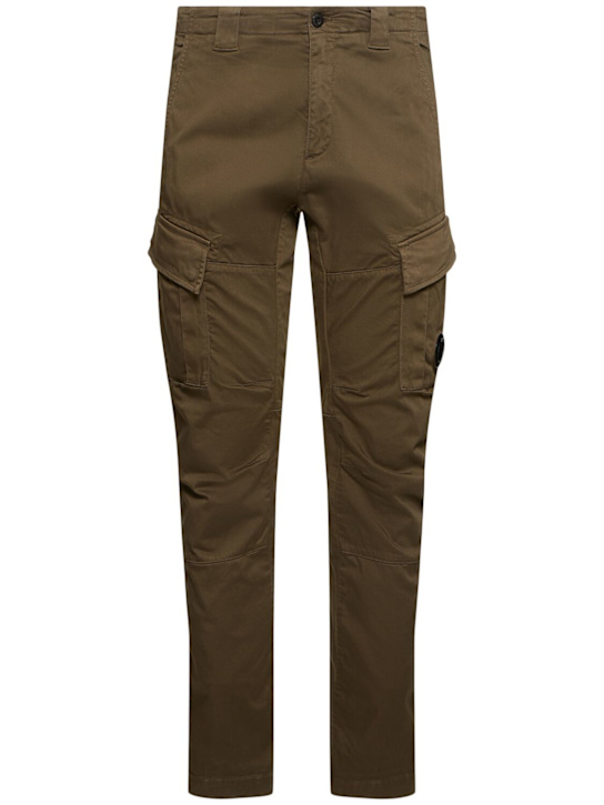 C.P. Company: Sateen stretch cargo lens pants - Green - men_0 | Luisa Via Roma