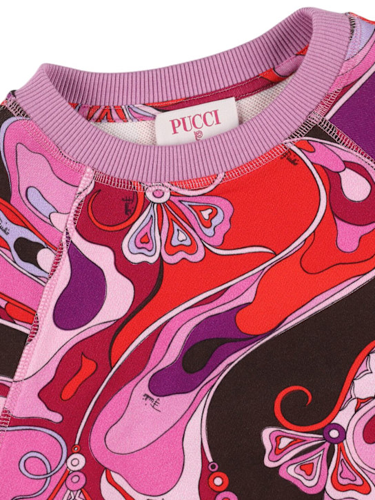 Pucci: Printed cotton sweatshirt - ピンク/フクシャ - kids-girls_1 | Luisa Via Roma