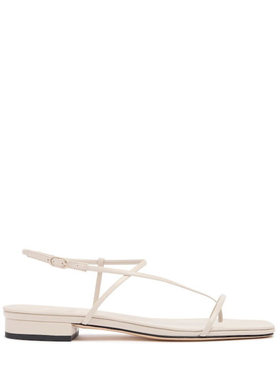 Studio Amelia: 10mm Cross front leather flats - Stone - women_0 | Luisa Via Roma
