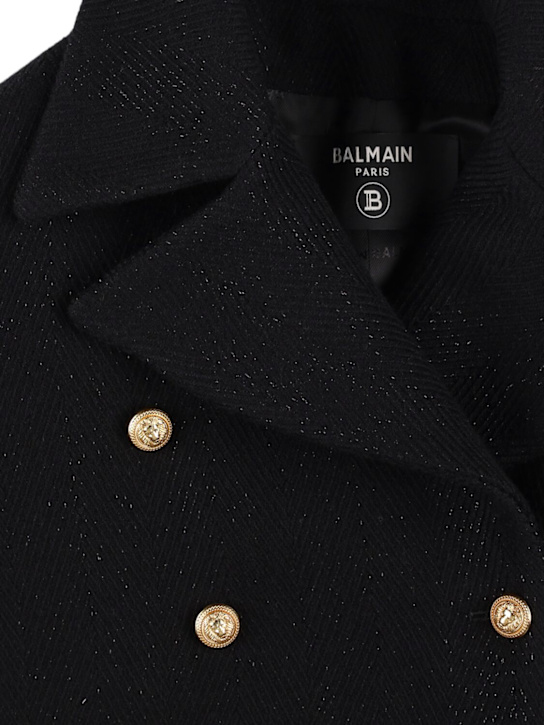 Balmain: Wool blend coat - ブラック - kids-girls_1 | Luisa Via Roma