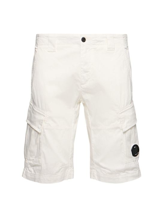 C.P. Company: Stretch cotton cargo shorts - Gauze White - men_0 | Luisa Via Roma