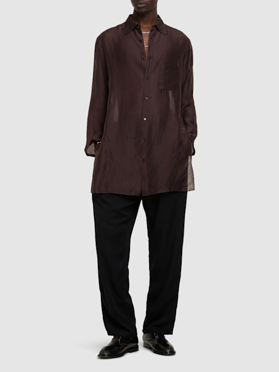 Yohji Yamamoto: Loop maxi shirt - Brown - men_1 | Luisa Via Roma