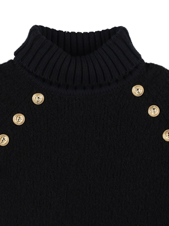 Balmain: Wool blend knit turtleneck sweater - ブラック - kids-girls_1 | Luisa Via Roma