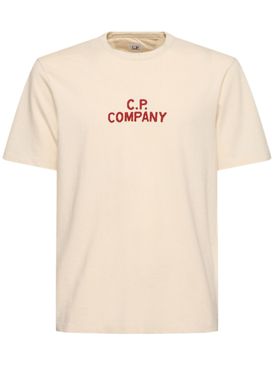 C.P. Company: Graphic logo t-shirt - Pistachio Shell - men_0 | Luisa Via Roma