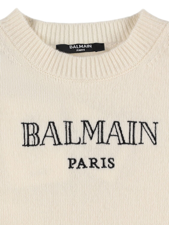 Balmain: Wool blend knit sweater - アイボリー - kids-boys_1 | Luisa Via Roma
