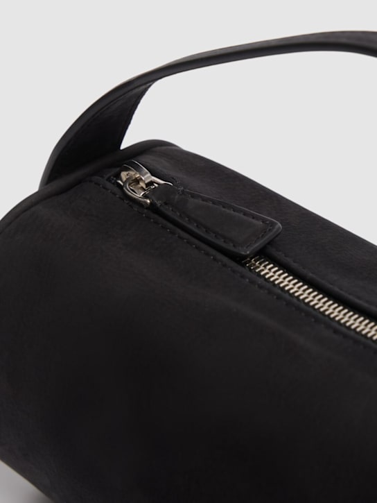 The Row: Round 90s nubuck top handle bag - Black - women_3 | Luisa Via Roma