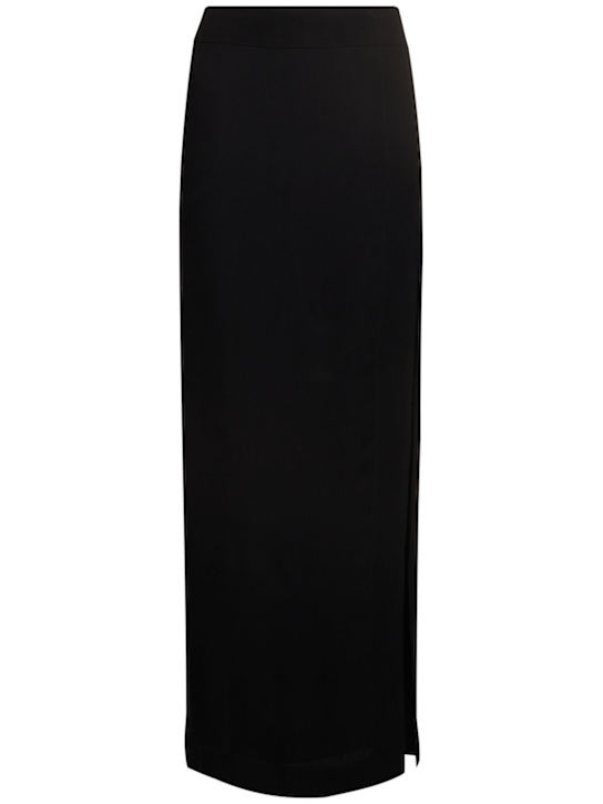 Toteme: High slit viscose midi skirt - Black - women_0 | Luisa Via Roma
