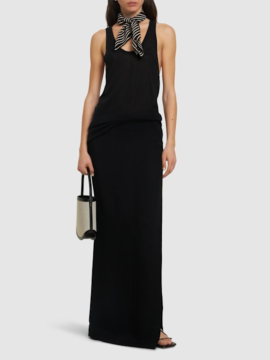 Toteme: High slit viscose midi skirt - Black - women_1 | Luisa Via Roma